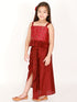 Vastramay Maroon Embroidered Silk Blend Siblings Set